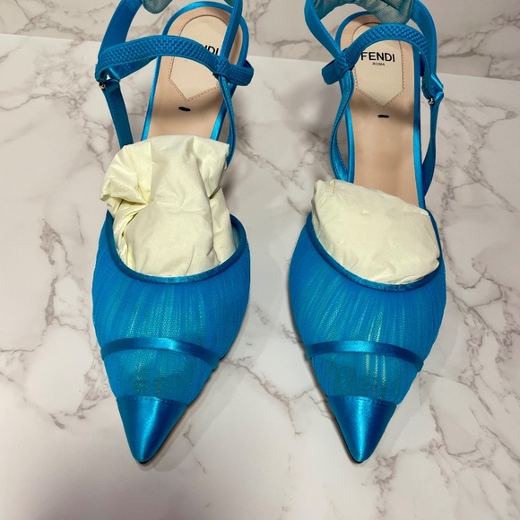 FENDI Blue Tulle Slingback - Picture 13 of 15